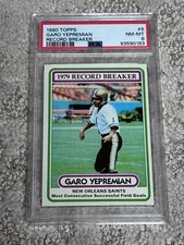 1980 TOPPS FOOTBALL CARD PSA 8 GARO YEPREMIAN RECORD BREAKER NEW ORLEANS SAINTS