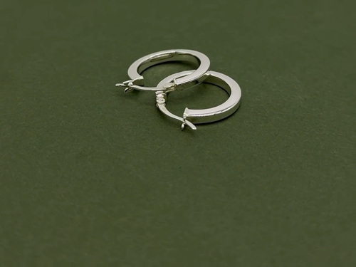 Orecchini a cerchio tubo quadrato stile creolo argento sterling 925 originale 20 mm - Video 1 di 1