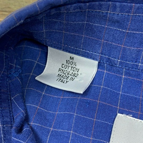 Pringle Scotland Men's Button Down Blue Check Shirt Made in Italy Size Medium - Picture 5 of 7