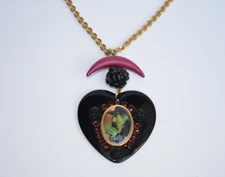 Tarina Tarantino Lucite Wicked Witch Cameo Carved Rose Crescent Moon Necklace