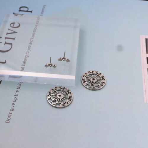 Mini Geo Hollow Combo Ear Jacket Studs Hook Bar Front Back Butterfly Earrings - Picture 90 of 144