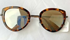 Crown  Ivy Sunglasses Tortoise Silver Mirror Lenses Cat Eye MSRP 35.00