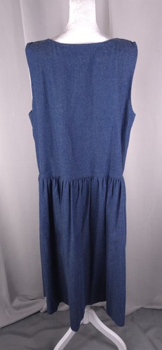 Vintage Handmade Jumper Dress Womens L XL Blue Red Barn Farm Applique Patches - Picture 8 of 14