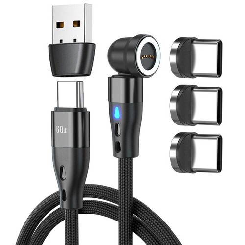 540° Rotation Magnetic USB C Fast Charging Cable Data Sync + 3x Type C Interface - Picture 23 of 28