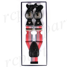 New Y back Men's Vesuvio Napoli Suspenders Braces clip on Formal Stripes Coral