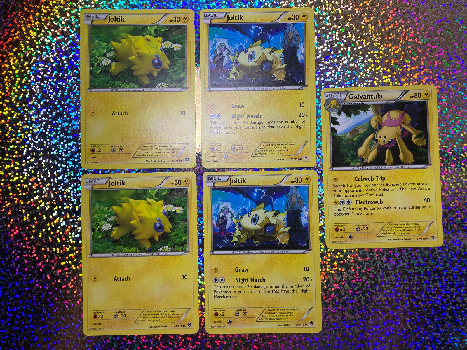 Pokemon TCG Phantom Forces Regular Non-Holo: 27/119 Galvantula; 26/119 Joltik