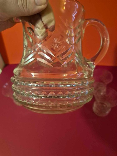 Lemonade Glass Set Vintage Jug with 5 matched Glasses Clear - Picture 9 of 10