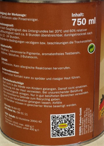 750 ml Pigrol barniz protector a largo plazo LZS protección de madera pintura ESA - Imagen 3 de 3