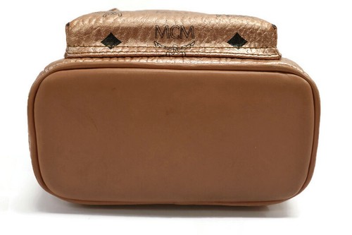MCM - STARK BeBe Boo Metallic Rose Gold Visetos Backpack - Picture 11 of 15