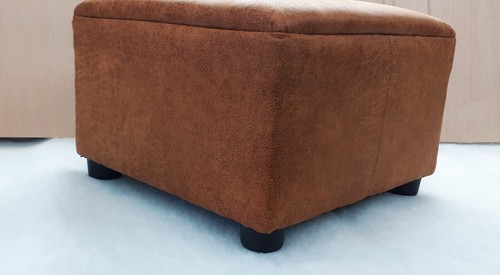 Footstool / Brand new / Distressed Tan Aged Look / Faux Leather. - Picture 8 of 10