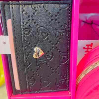 Juicy Couture Pink Heart-Shaped Crossbody Bag with Black Card Case