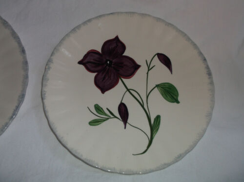 2 Blue Ridge Southern Potteries Fondeville Fleurs 8 1/2" Plates Purple Flowers - Picture 3 of 7