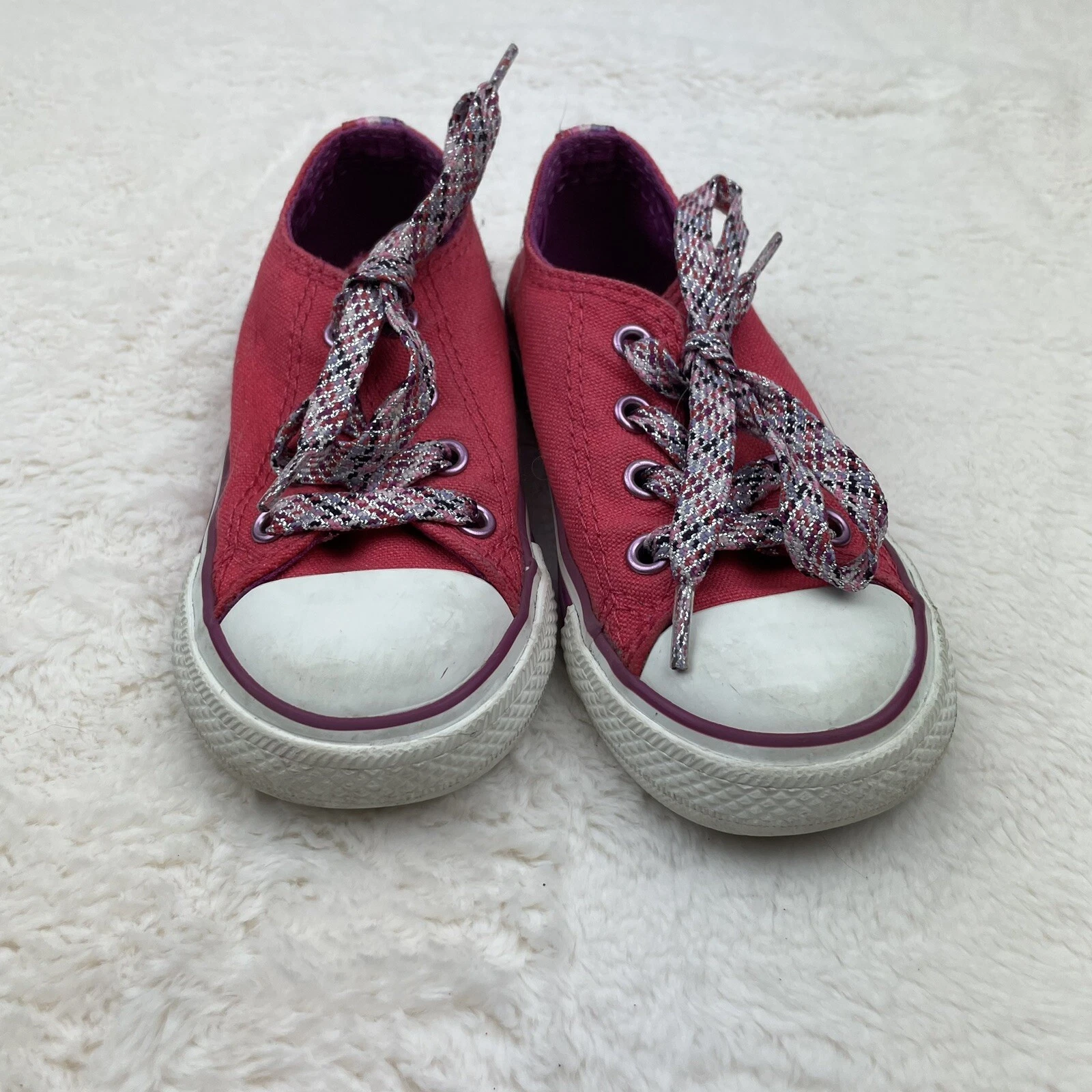 Scarpe Converse All Star Chuck Taylor bambina ragazzo taglia 1 EUR 32 rosa bianco