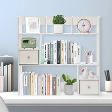 9 Compartments Desktop Bookshelf, White Home Office Desk Storage Organizer NEW