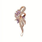 Elegant Flower Brooch Pins for Women, Gold Brooch Pin Cubic Zirconia Lapel fo.