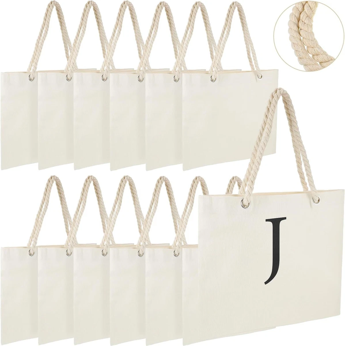 Sweetude 12 Pcs Personalized Beach Bags Bulk for Women Gifts Canvas Tote