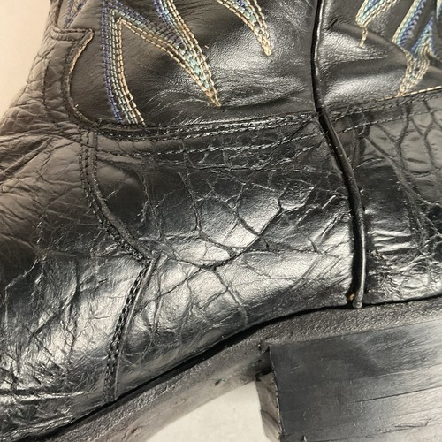 Vintage 1960s Justin Black Cowboy Boots 10 D USA Made Fort Worth - Picture 16 of 24