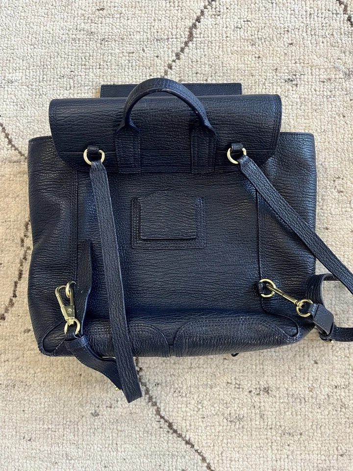 $895 3.1 Phillip Lim Azul Marino Mediano Pashli Cuero Mochila Mango Superior Cartera Foto 4 de 4
