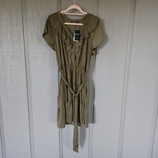 Lauren Ralph Lauren Satin Belted Mini Dress Size 12 Women Ruffle Tiered Preppy