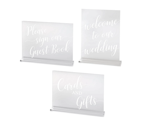 Set of 3 Clear Acrylic Wedding Signs - Bild 1 von 2