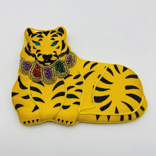 7 Handmade Stuffed Zebra Tigar Embroidered Beaded Christmas Ornaments Safari - Picture 9 of 11