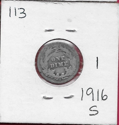 USA 10 CENTS 1916-S BARBER DIME,LAUREATE HEAD RIGHT,DATE AT ANGLE BELOW OBVERS - Picture 2 of 2