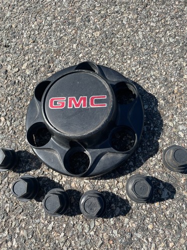 One 1996 to 1999 GMC 1500 2500 black 6 lug plastic bolt on center cap hubcap OEM - Picture 18 of 24