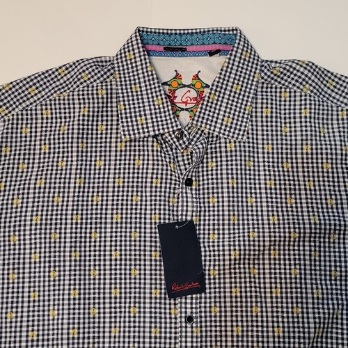 Robert Graham Men Shirt Size 2XL Cotton Made in India NWT Checkers Print - Picture 10 of 17