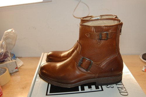 NU FRYE Women's Tyler Engineer Boot  womens Cognac $350 Leather 6 med US - Picture 4 of 11