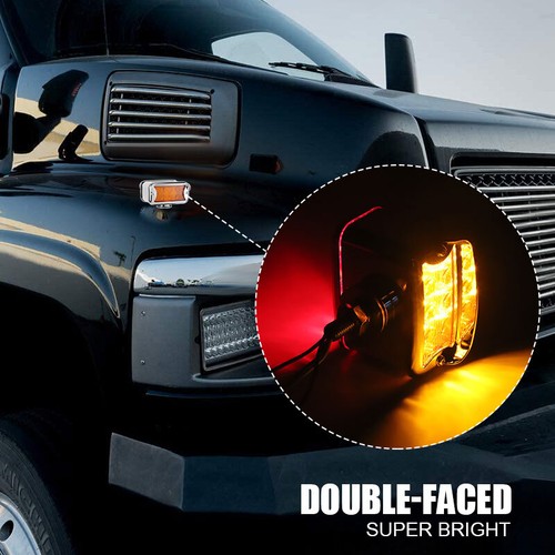 2x LED Dual Face Side Marker Light Red Amber Turn Signal Lamp Truck Trailer Bus - Picture 9 of 12