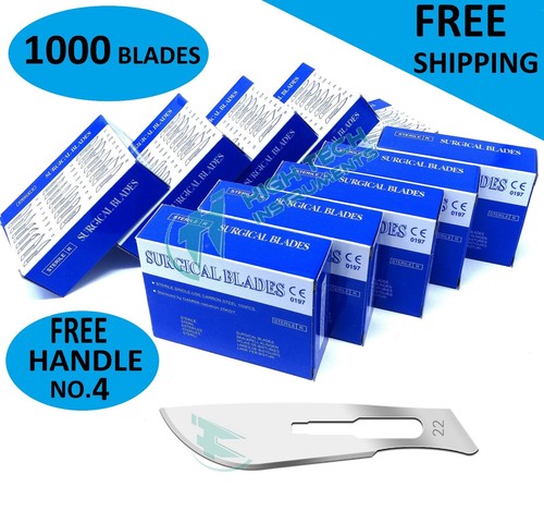 1000 Scalpel Blades #22 Surgical Dental ENT Instruments with Free #4 Handle - Picture 2 of 4