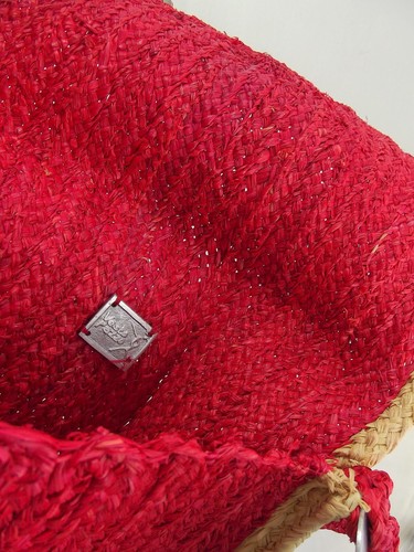 Damen Umhängetasche Rot Stroh Strand Stadt Meer 40x30 - Bild 4 von 9