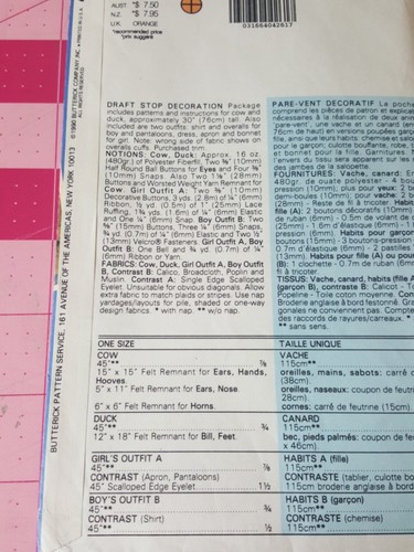 Vtg Butterick Crafts Sewing Pattern 4779 Door Window Draft Stop Decoration UNCUT - Picture 2 of 3