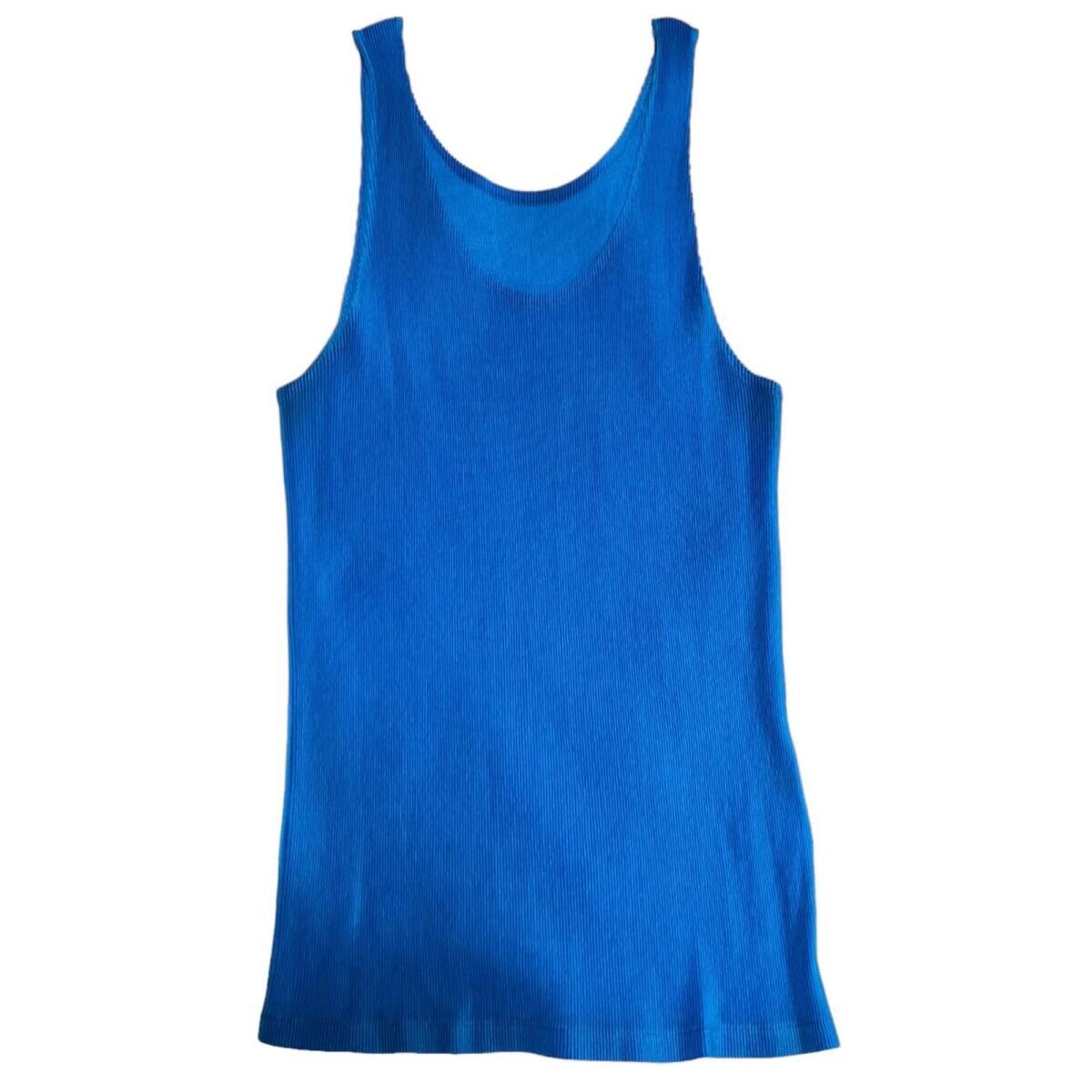 トップス PLEATS PLEASE tank top PLEATS PLEASE ISSEY MIYAKE Pleated Tank Top Sleeveless Top Blue