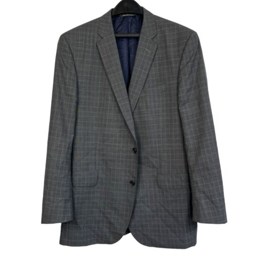 Jack Victor 44L 100% Wool Gray Plaid Check Blazer Sport Coat Suit Jacket Long - Picture 2 of 11