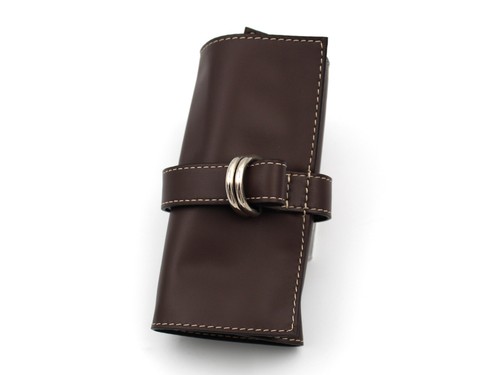 Montre Roll 6 Places Ceinture Veau Brun Foncé Fait à la Main Made IN Italy New - Picture 2 of 6