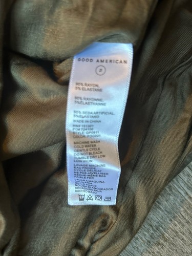 Good American Fog Olive Green Slinky Long Sleeve Ruched Dress Size 2 Med Stretch - Picture 6 of 9