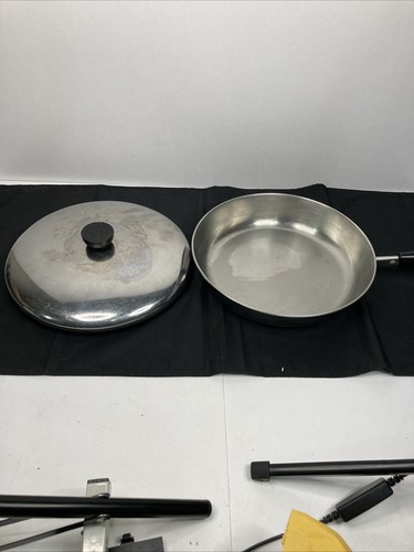 Vintage Revere Ware 1801 10" Skillet With Lid Copper Clad Bottom Rome NY USA - Picture 4 of 11