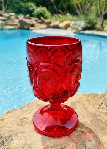 Vintage L.E. Smith Moon and Stars Red Goblet - Picture 3 of 4