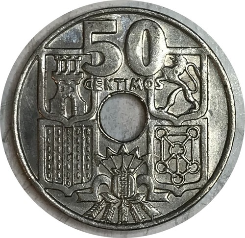 Spain 1949(1962) • 50 centimos • KM# 777 anchor • UNC (CB-8821) Espagne - Picture 2 of 2