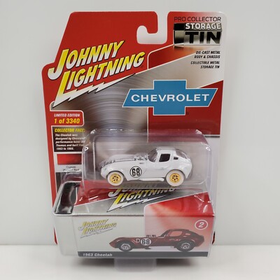 Rare Johnny Lightning Storage Tin 1963 Cheetah #68 White Lightning