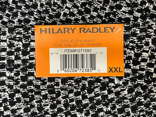 Hilary Radley Women’s Black/White Check Print Elastic Waist Cropped Pants XXL - Picture 6 of 11