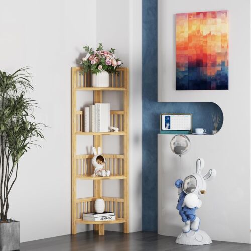 Eckregal Bambus Standregal Badregal Küchenregal Bücher Holzregal 89/104/110cm DE - Bild 12 von 43