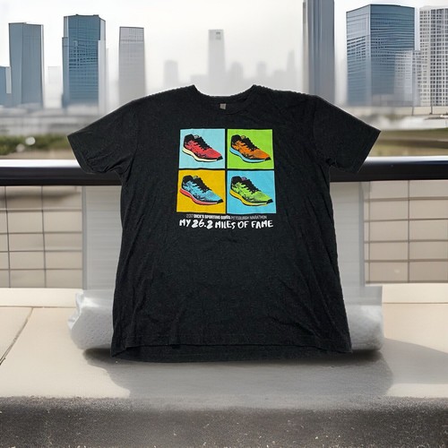 Pittsburgh Marathon T Shirt 2017 2XL Neon Color Block Graphic Retro Shoes XXL - Picture 1 of 17
