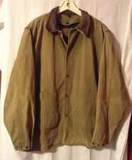 Vintage Woolrich Tan/Brown XL Men's Barn Jacket Leather Collar Removable Lining