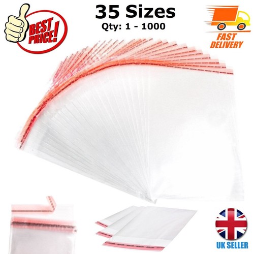CLEAR CELLOPHANE CELLO BAGS SELF PEEL SEAL FOR CARD SWEET PARTY GIFT LARGE SMALL - Picture 6 of 134