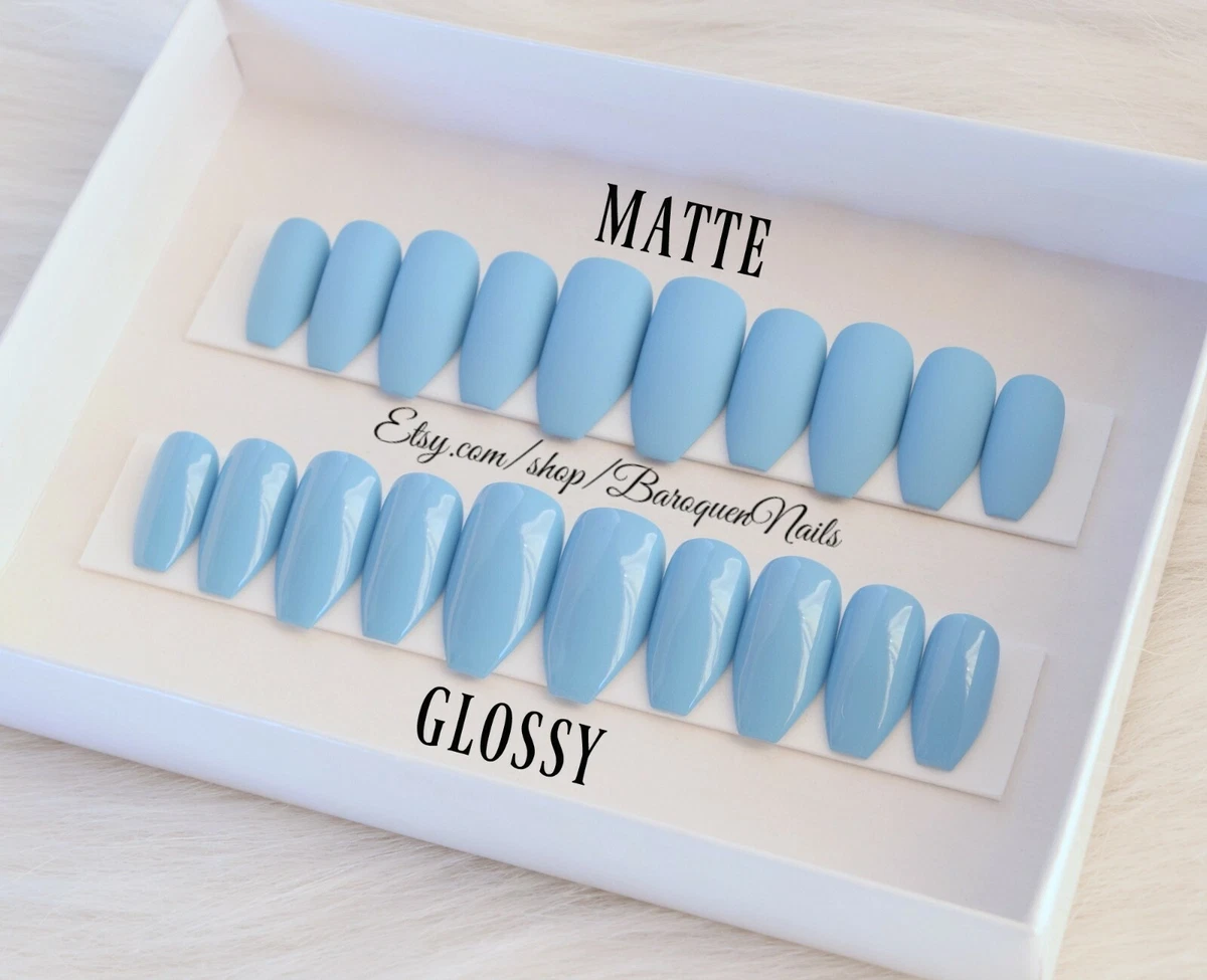 Matte baby blue nails deals