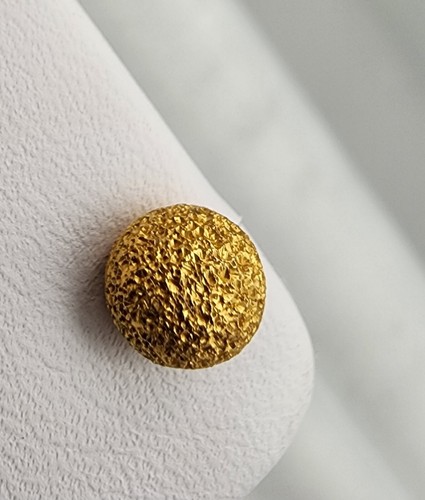 21k 875 Gold YG Solid Textured Crackle Orb Post Stud Earrings Au 2288 - Picture 3 of 14