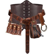 5PCS Renaissance Costume Sets Corset Waistband Belt Pouch Coin Purse Potion B...