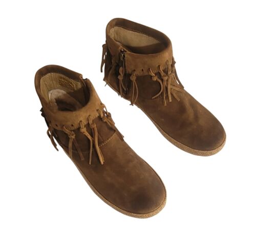 UGG Kastanienbraun Shenendoah Wildleder Fransen Quaste Reißverschluss Stiefeletten Damengröße 7,5 - Bild 2 von 14